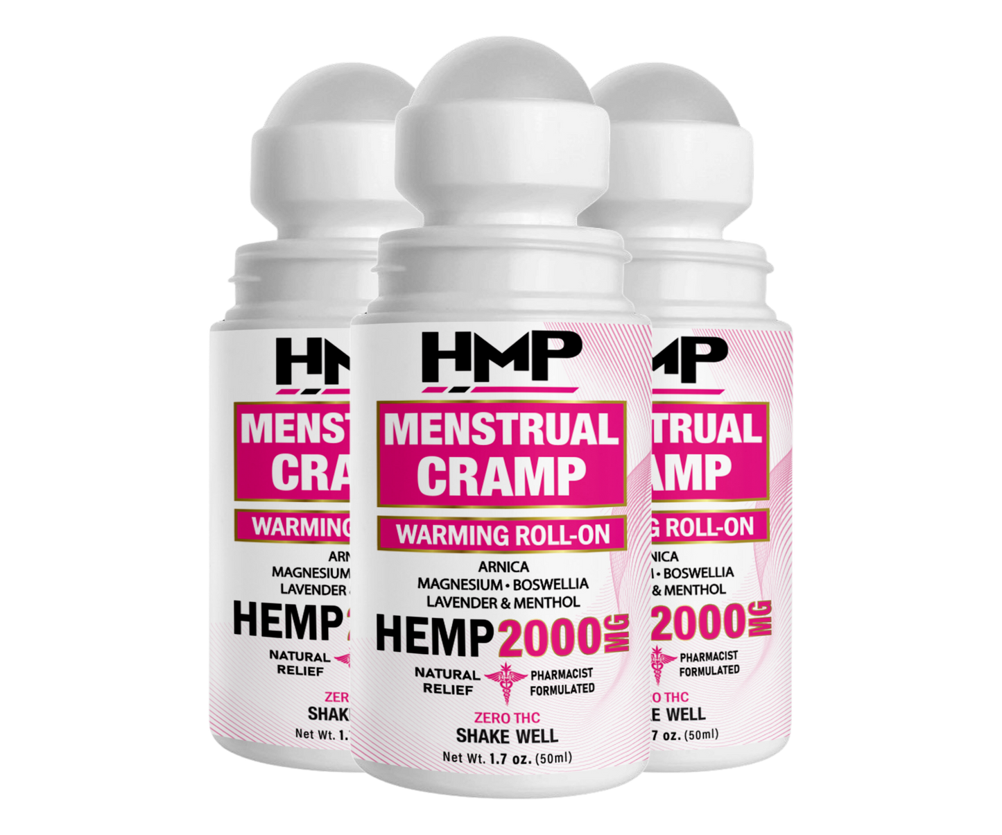 Menstrual Cramp Roll-On - Maximum Strength Hemp Formula | Pharmacist-Formulated